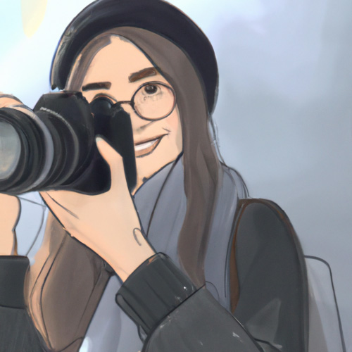 Frau mit Kamera und die Gelegenheit abwartet ein Foto in ihrer Nähe zu machen